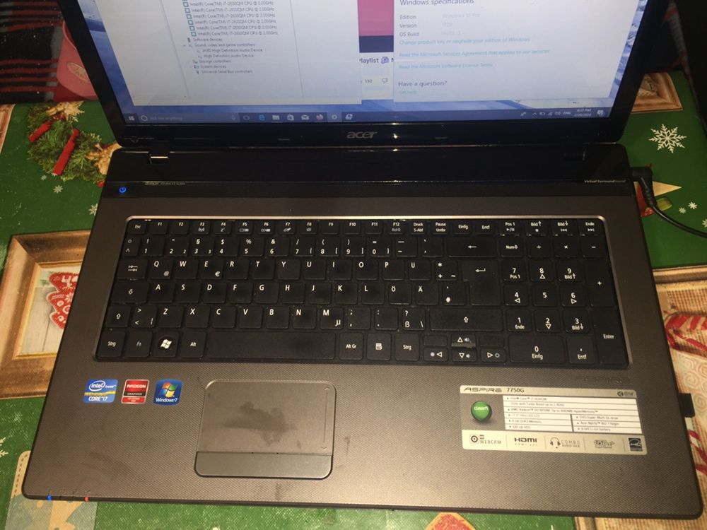 Laptop Acer, Intel i7, 8 gb ram, 1.000 gb, display 17”