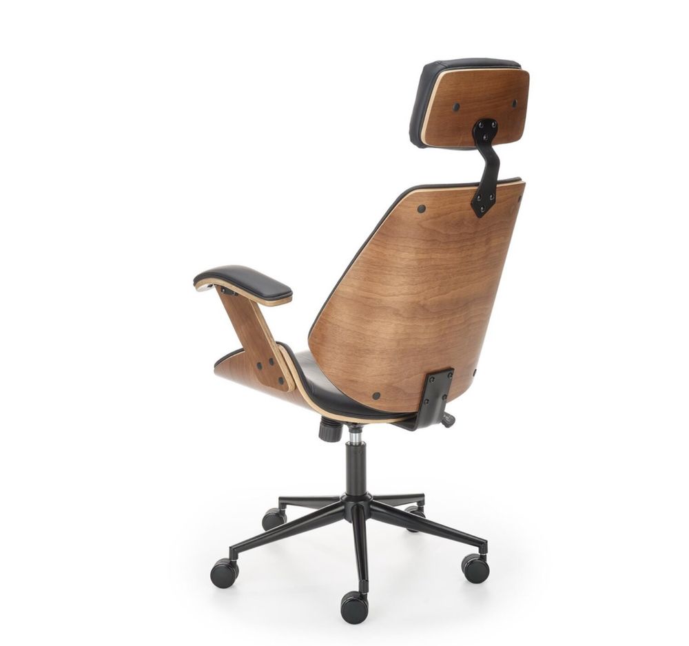 Scaun birou de lux NOU piele si lemn de nuc tip Eames cu GARANTIE
