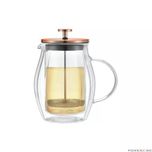 Infuzor, aparat din sticla cu piston pentru cafea, ceai, culoare