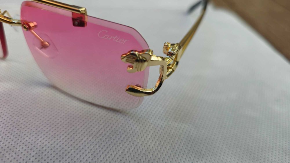 Ochelari de soare Cartier Rimless 8809 lentila roz