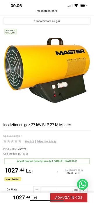 Incalzitor pe gaz 27kw