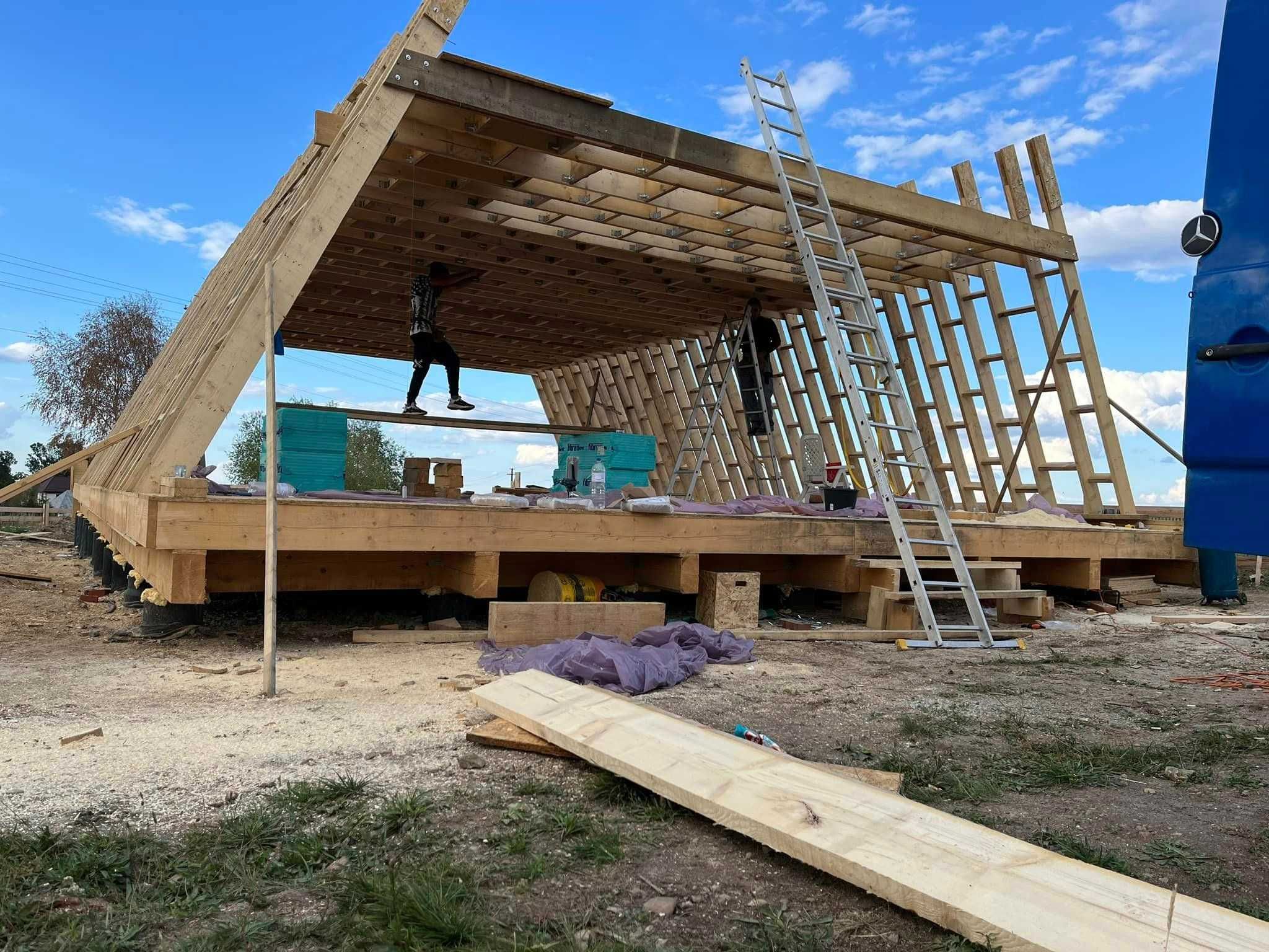 Cabana stil A-Frame si case din structura de lemn