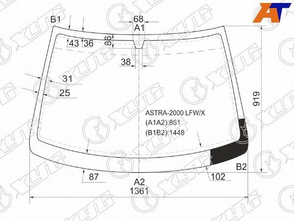 Стекло лобовое OPEL ASTRA G 3/4/5D 98-04/CHEVROLET VIVA 4D 04-08 Opel