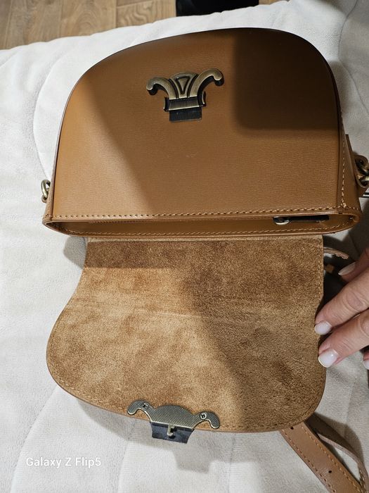 Чанта CELINE естествена кожа и велур