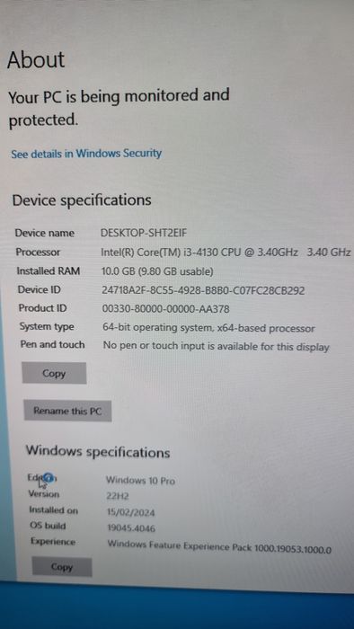 Desktop Lenovo ThinkCentre M83 i3-4130s, 10GB, 500GB