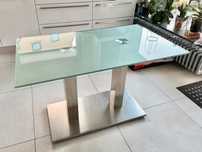 Masa dining Mondo Seta – Sticlă + Oțel inox 120x70 | Design modern