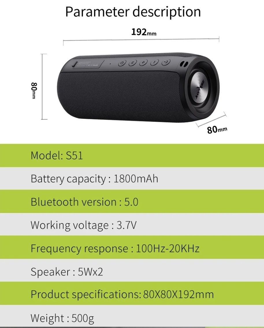 Продавам нова bluetooth 5.2 колонка марка ZEALOT s51