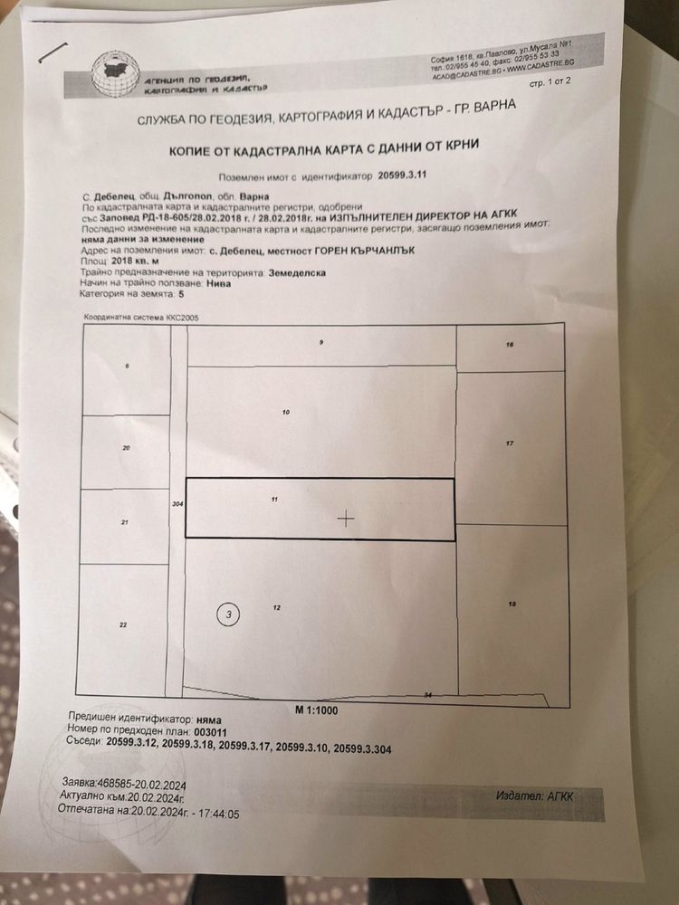 Продавам 2 дк нива в с Дебелец обл Варна