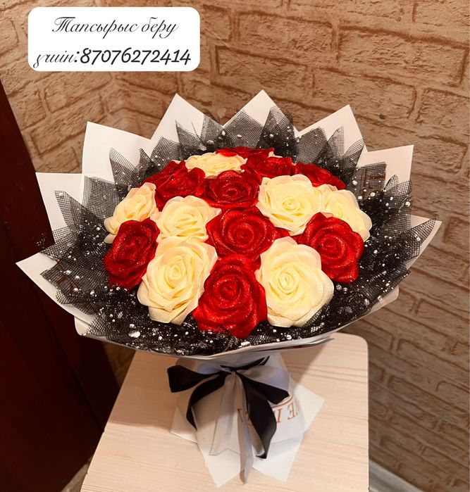 Лентадан жасалған букеттер