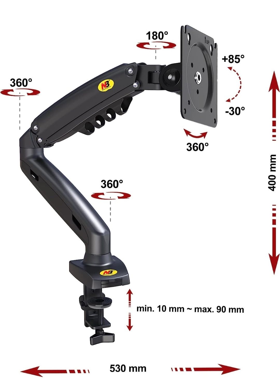 Suport pentru monitor, North Bayou, 17-30 inch, Rotatie 360 de grade,