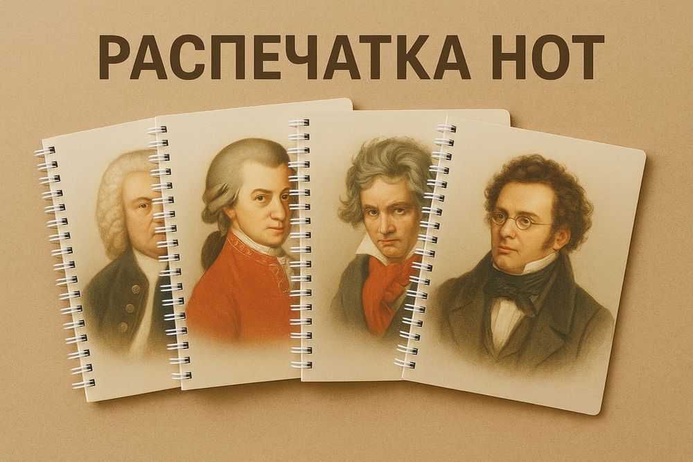 Распечатка нот и нотных тетрадей A4 с удобным переплетом