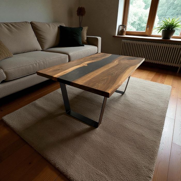 Masă de cafea din lemn de nuc și rășină epoxidică