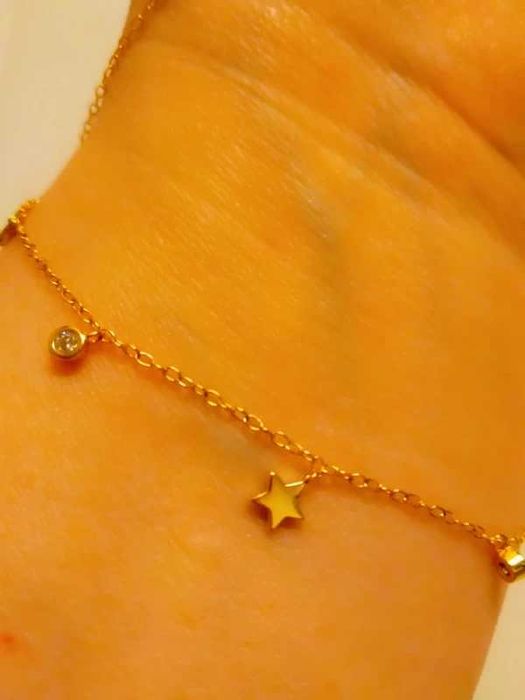 Colier argint ,placat aur ''Pretty girl"",in cutie cadou