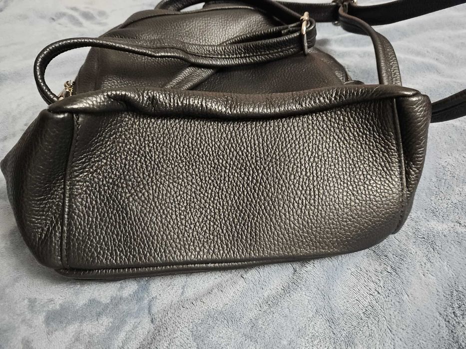 Дамска чанта от естествена кожа VERA Cerelina Италианска Раница, черна