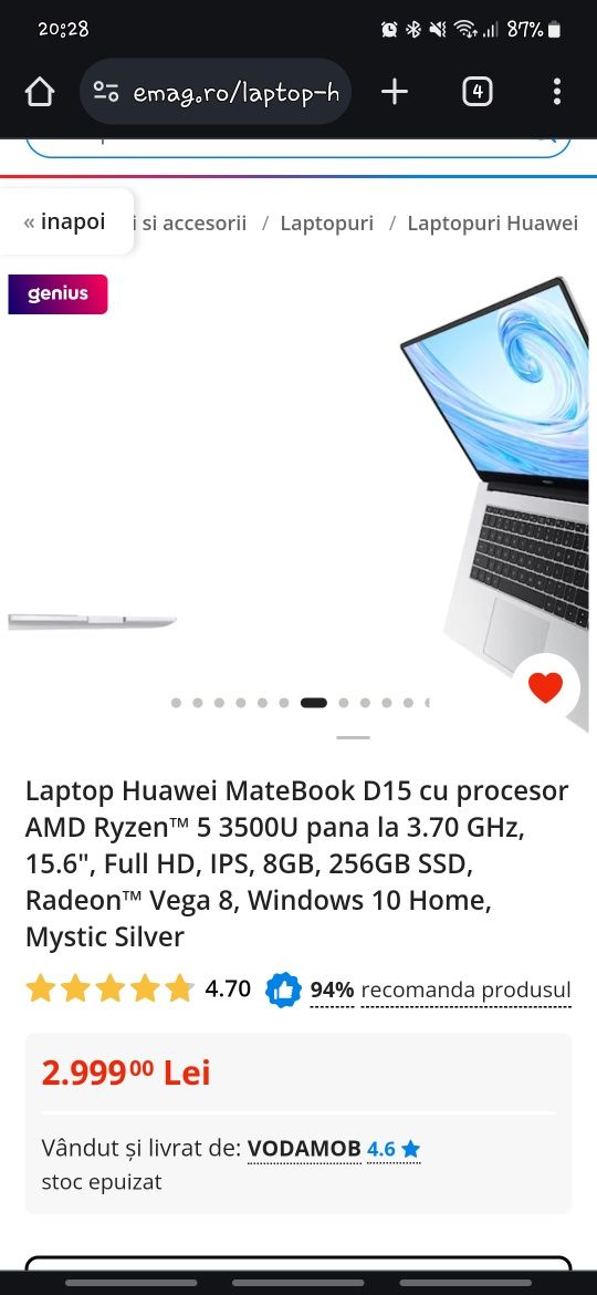 Laptop Huaweii D15