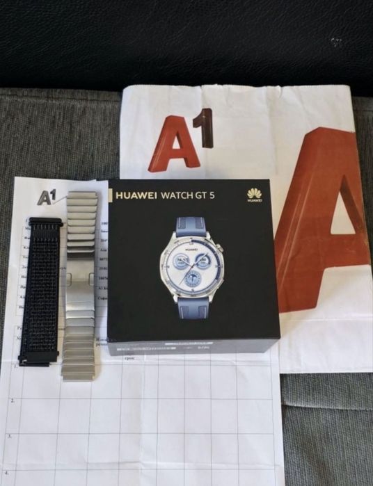 КАТО НОВ 46mm Huawei watch GT 5 Гаранция A1 2027г. Blue / Син GT5