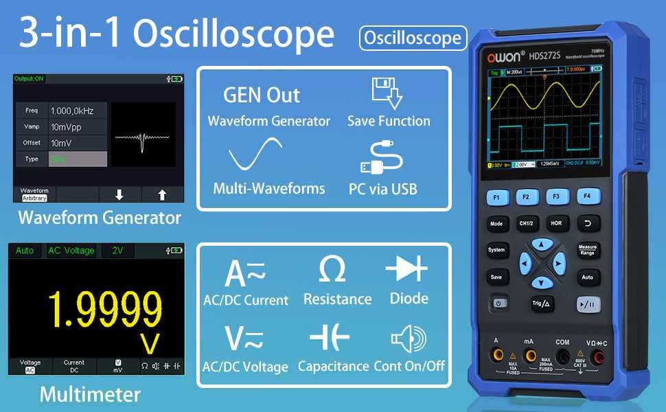 Osciloscop OWON HDS272S 2CH 70MHz