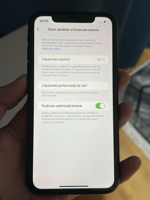iphone xr, baterie 83%