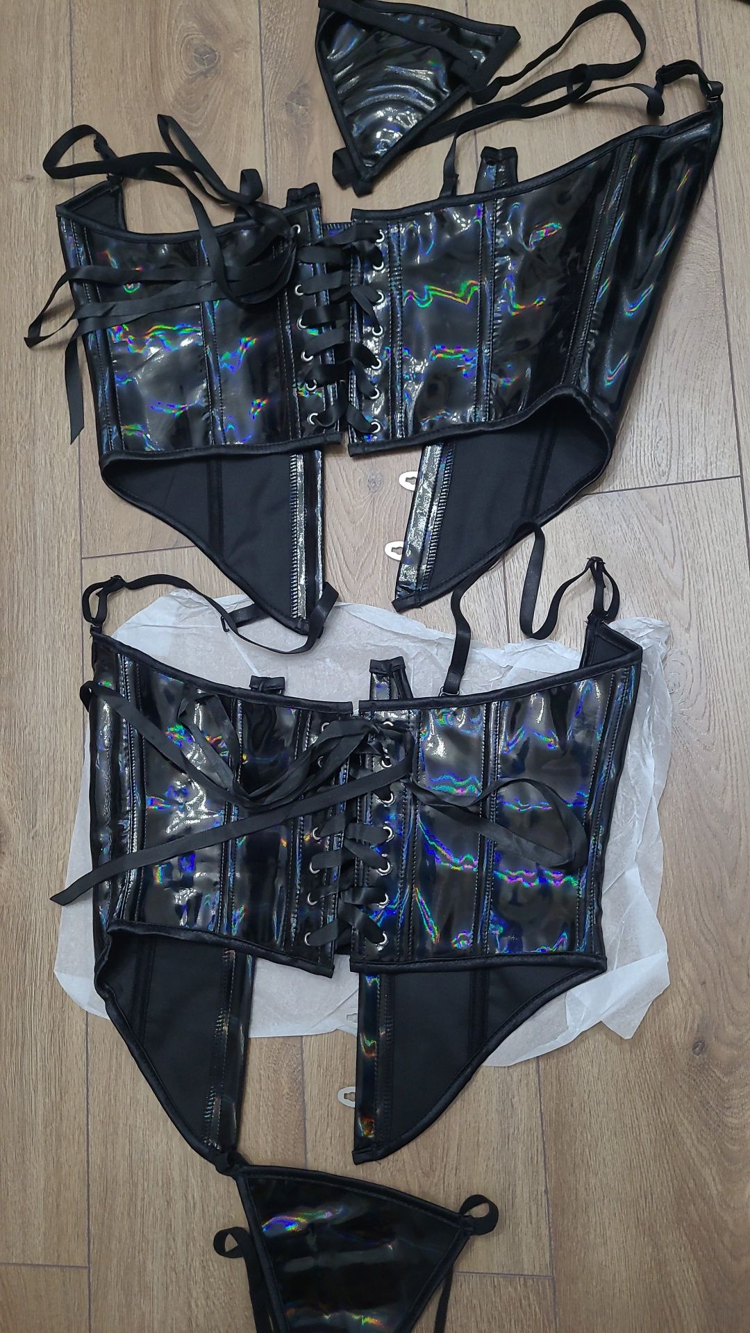 corset sexy latex lac hologram  S si M 2201