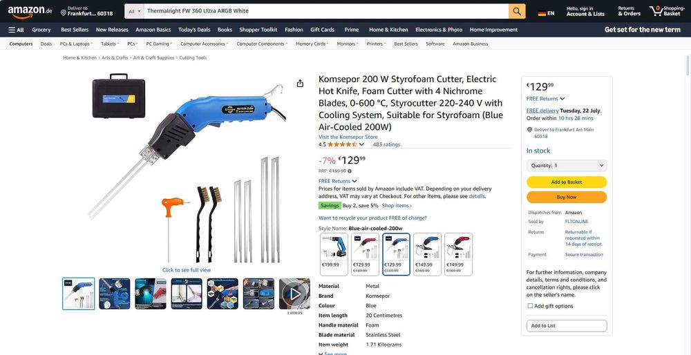 Cutit electric cu racire taiere Burete+ Polistiren, REDUS de la 650RON