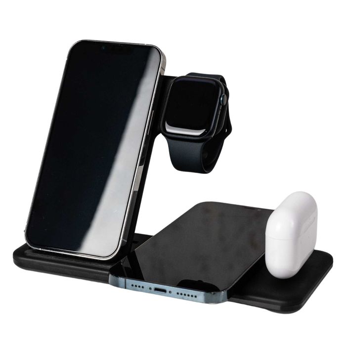 4в1 Безжично Зарядно | 2 Телефона, 1 Смарт-часовник, 1 Слушалки