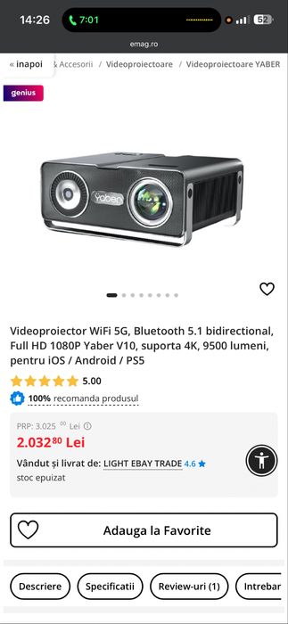Videoproiector Wifi bluethooth