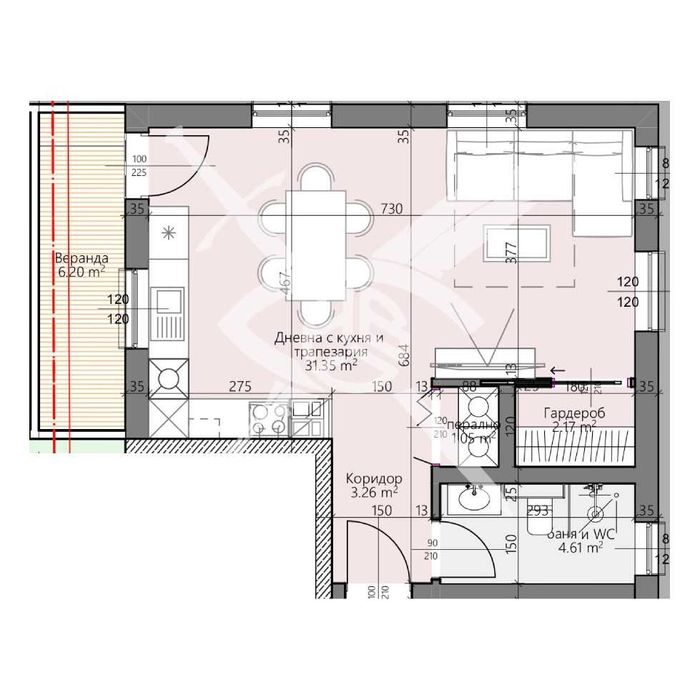 Двустаен апартамент в кв. Христо Смирненски 382-24531