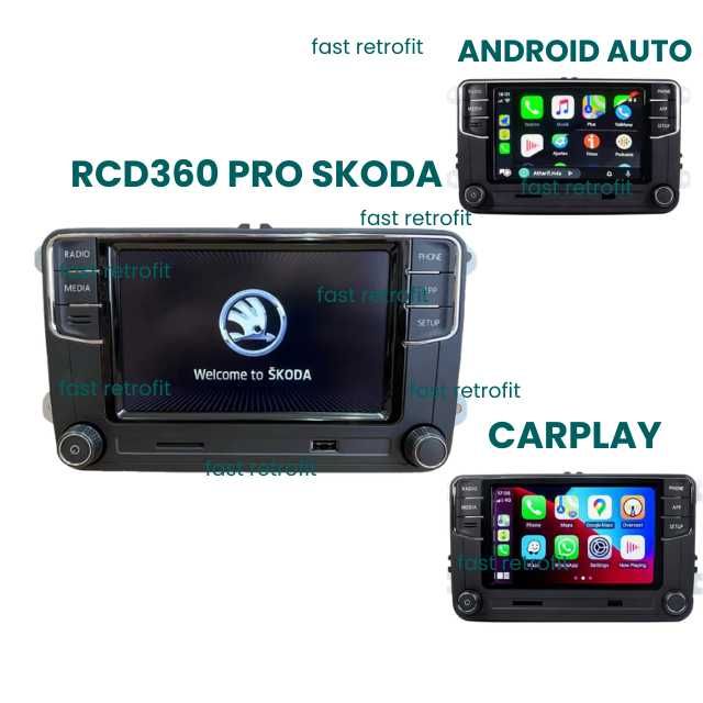 Navigatie Rcd360 Pro pentru Skoda de tip MIB RNS Carplay/Android Auto