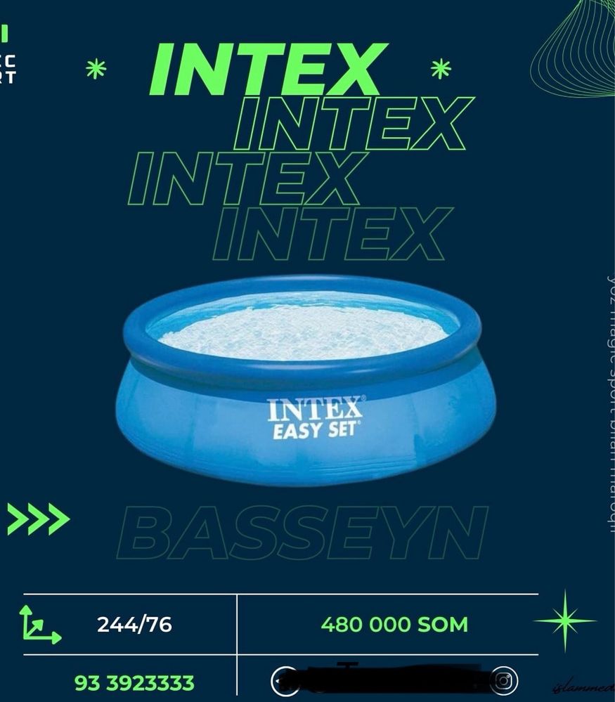 Бассейн надувной intex 244x76sm sifatli maxsulot dastafka bor !!!