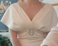 Rochie cununie civila (tafta, midi, bust suprapus, ivory)