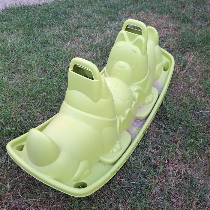 Balansoar Smoby cu două părți - cățeluș verde