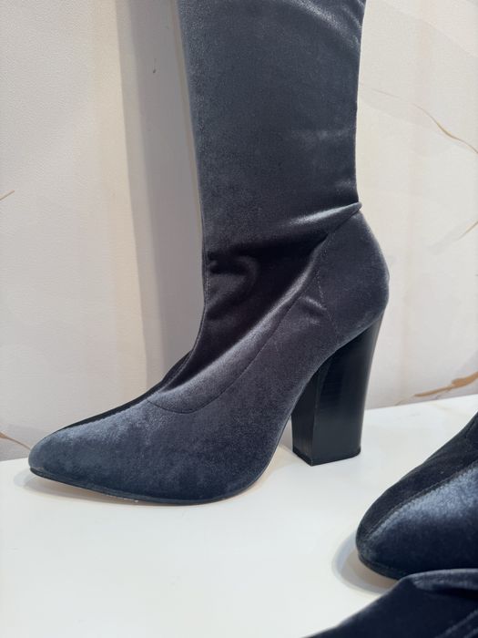 Кафифени чизми Zara, петролено синьо