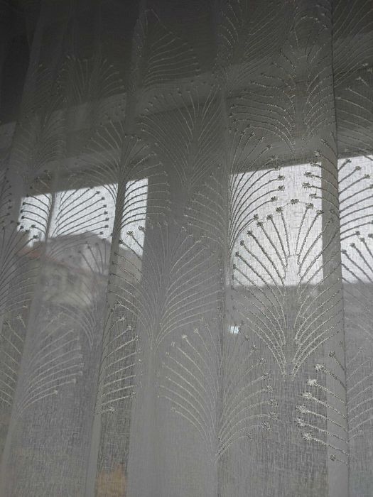 Пердета 8 броя плътни и тънки в сиво и бяло, завеси за цяла стая