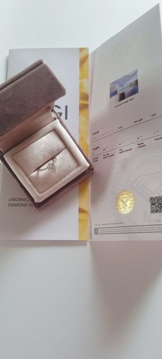 Inel diamant 2,14 ct,aur alb 14 k,Pear Brilliant,premium