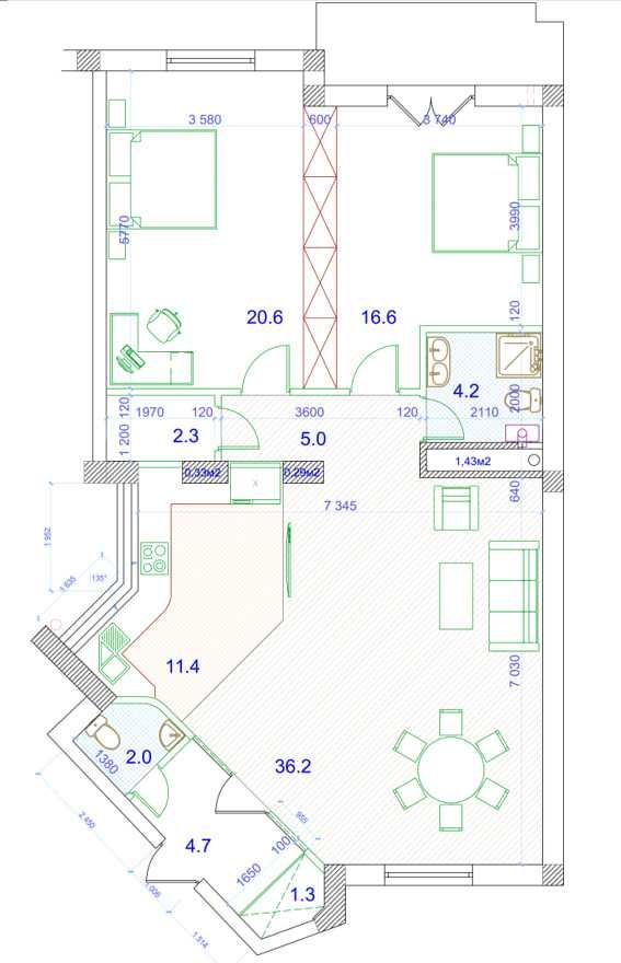 Новостройка 3/6/10 в ЖК Muhtasham, коробка 107 кв.м. кадастр есть=