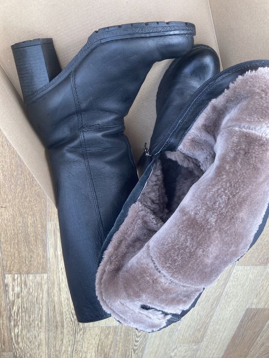 Кожанные зимние сапоги