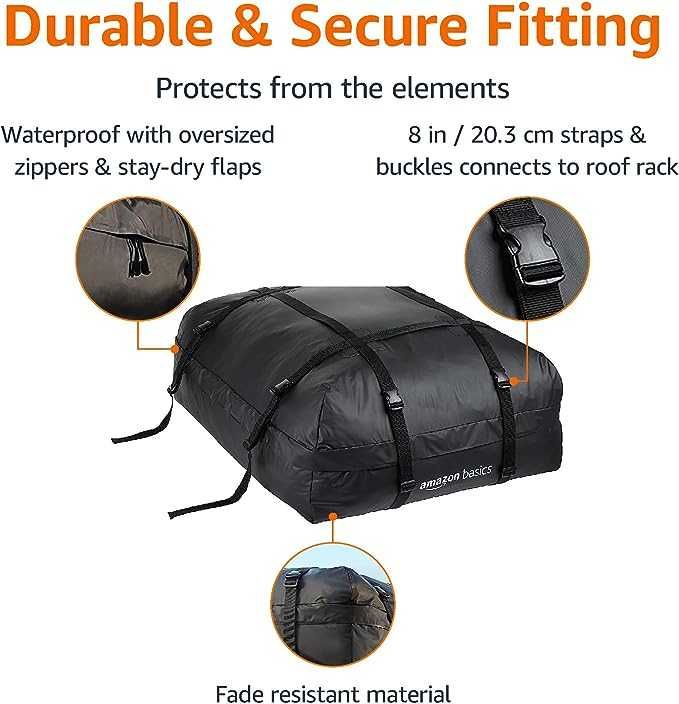 Amazon Basics Waterproof Rooftop Cargo Carrier Bag,15 Cubic