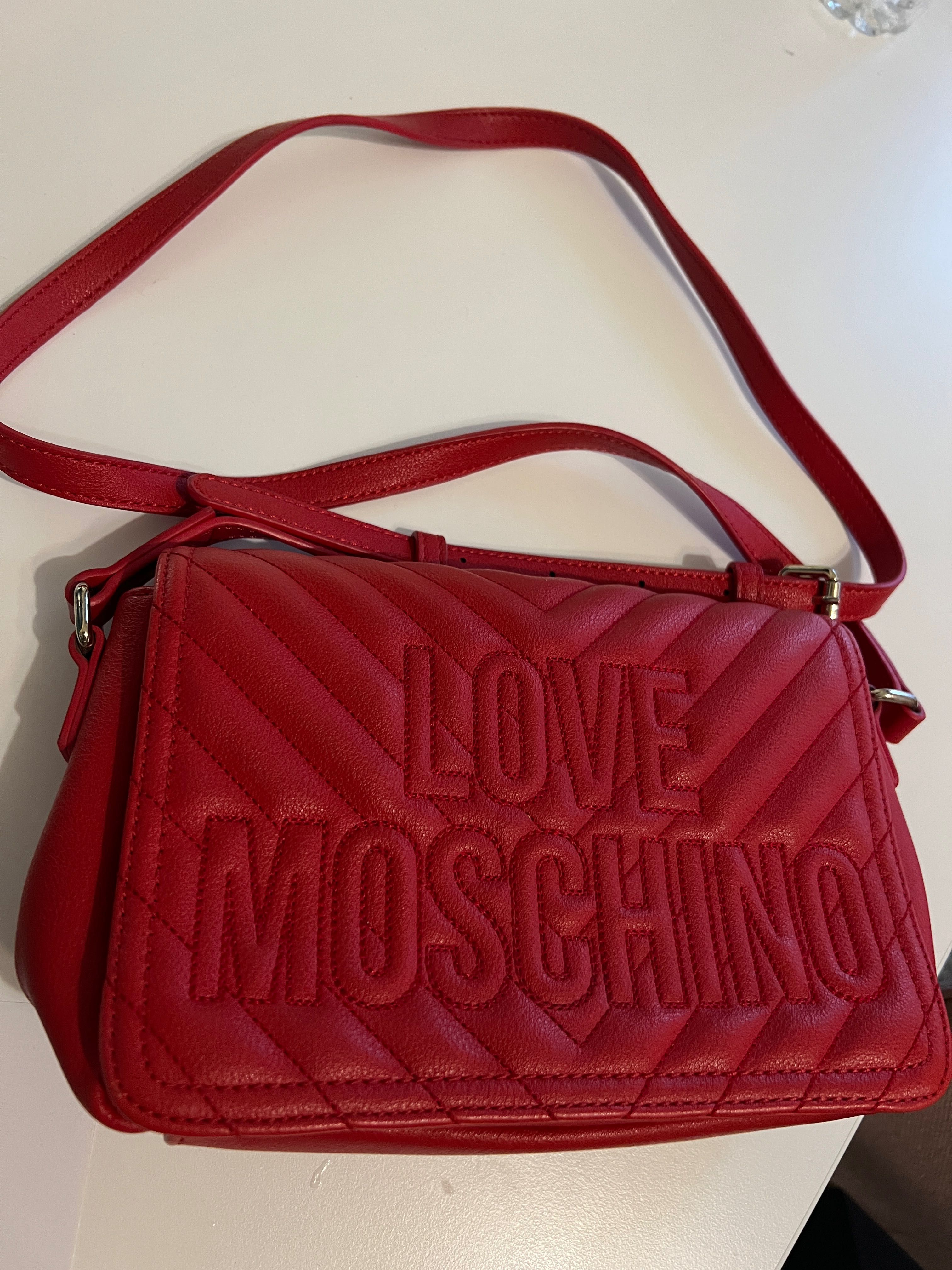 Geanta de umar Love Moschino cu bareta, Rosu