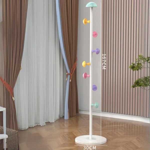 Cuier pentru haine, 7 carlige in forma de ciuperca, 167 x 30 cm