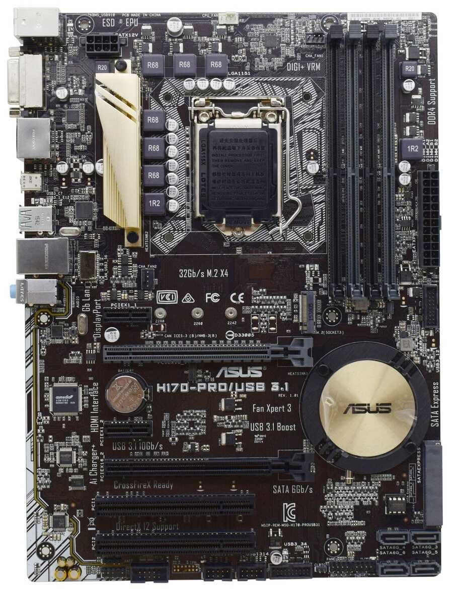 Дъно Дънна платка ASUS H170-PRO/USB 3.1 LGA 1151 DDR4 до 64GB