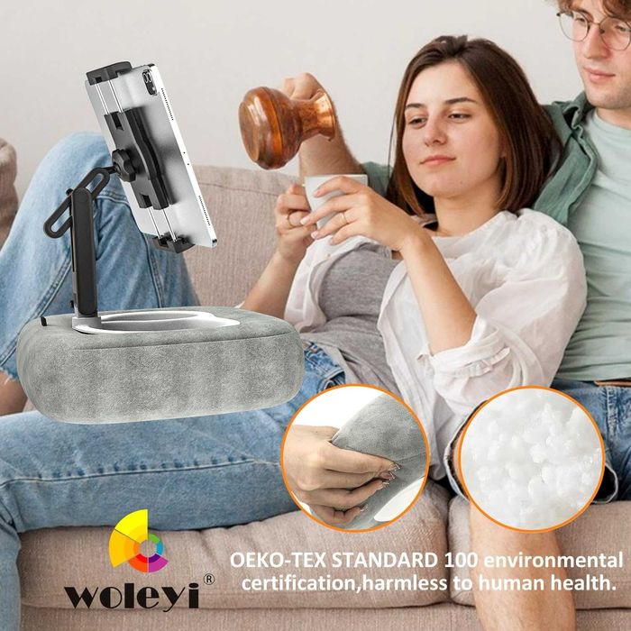 Поставка за таблет с възглавница, 360°, 4-13" таблети и телефони, сива