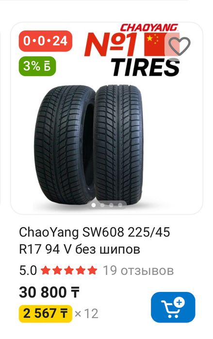 Зимние шины 225/45R17