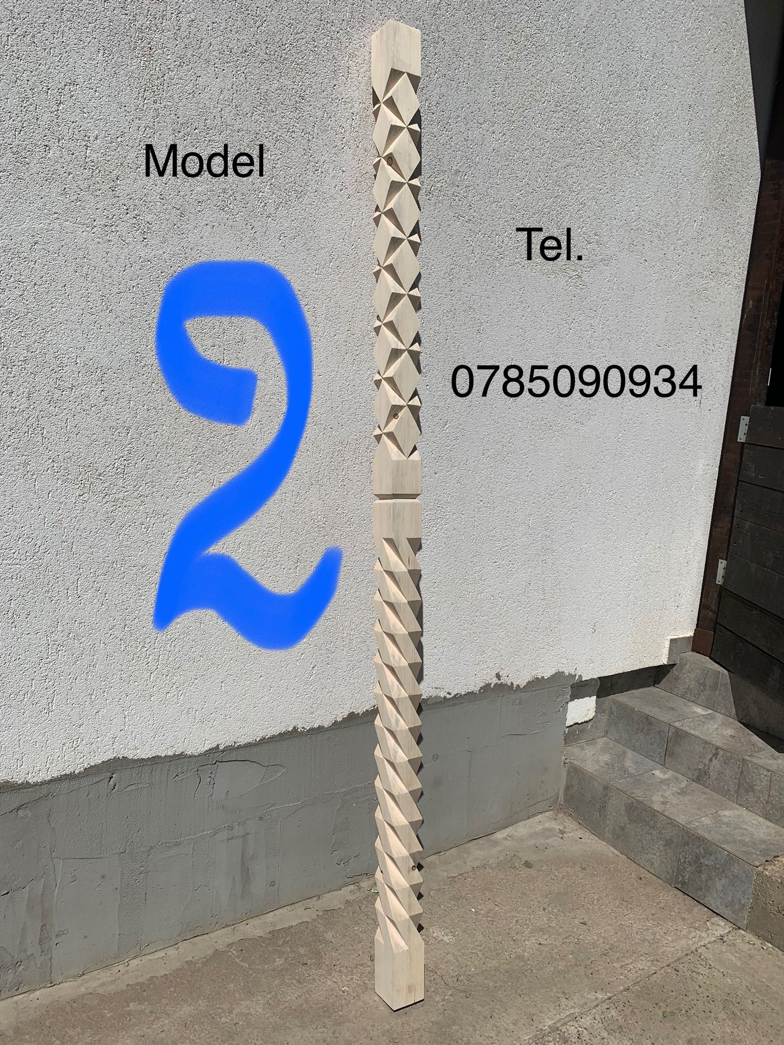 Stalpi sculptati lucrați manual, balustradă terasă foisor
