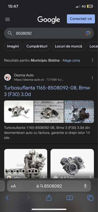 Turbina BMW biturbo N57D30A N57D30B f10 535d f01 740d 640d x5 x6 313 c