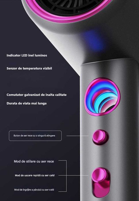 Uscator de par profesional, ultra putere 2400W, 3 moduri de uscare