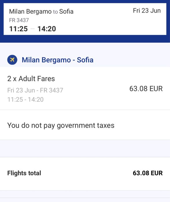 самолетни билети Милано-София