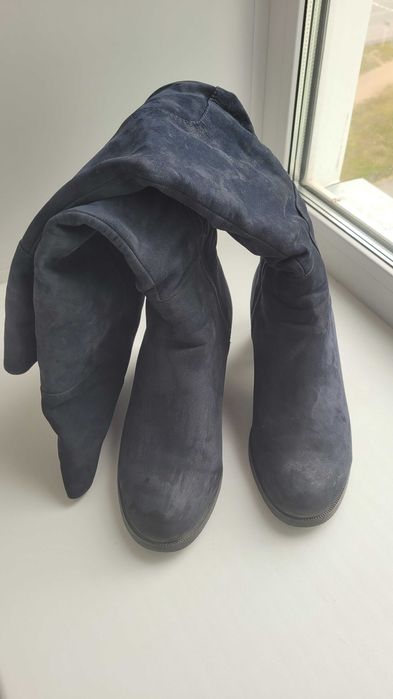 Сапоги женские, замша, длинные, европейка, на цыгейке, б/у, р.39-40