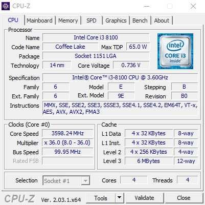 Процесор Intel i3-8100, socket 1151, Coffee Lake с гаранция