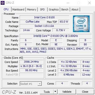 Процесор Intel i3-8100, socket 1151, Coffee Lake с гаранция