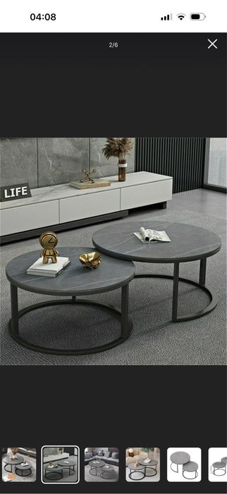 журнальный столик.Современный круглый серый